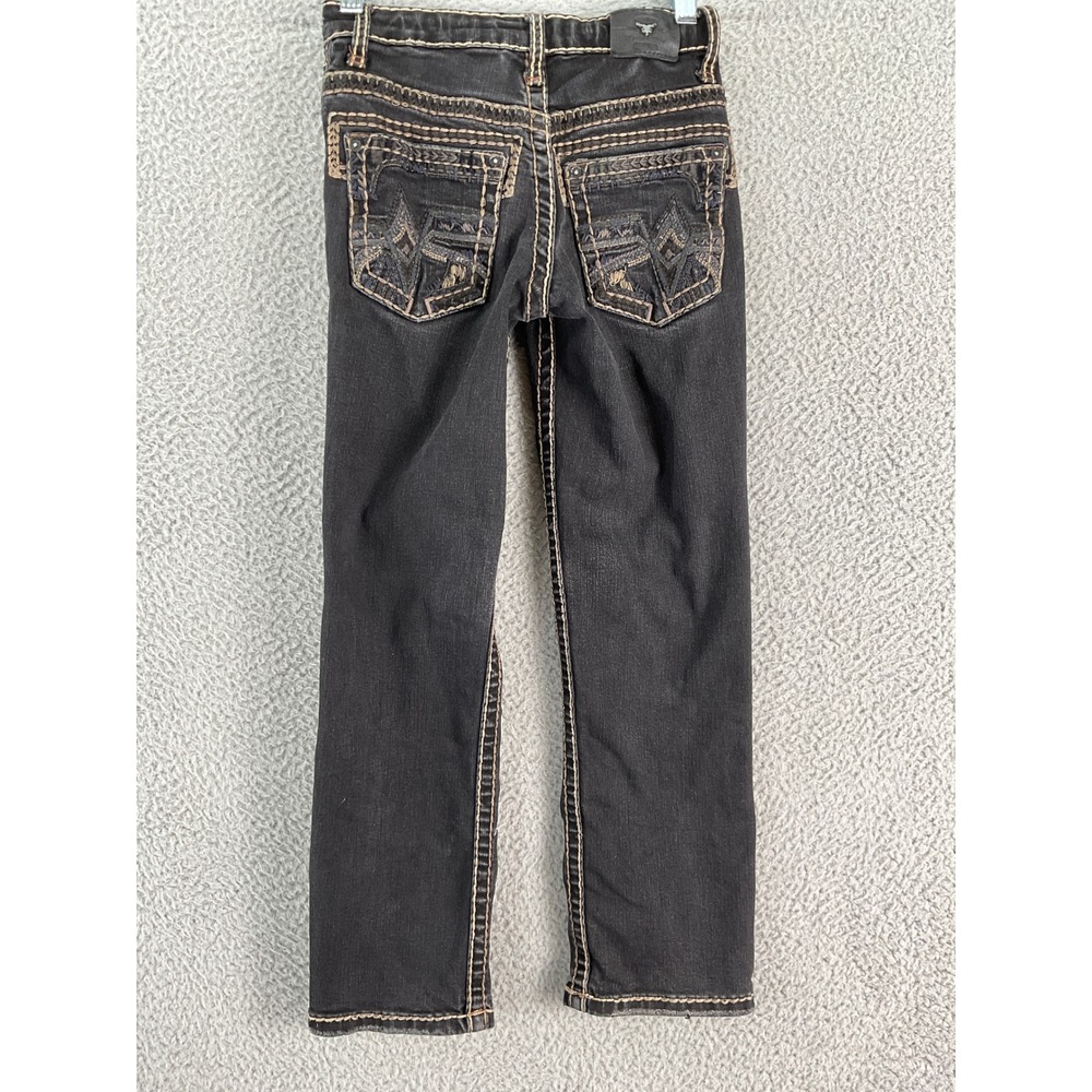 Western Blue Jeans Kids 10 Black Thick Stitch Embroidered Back Pocket Denim